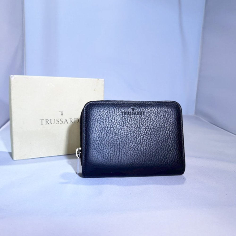 Trussardi Black Leather Bifold and Card Holder Wallet